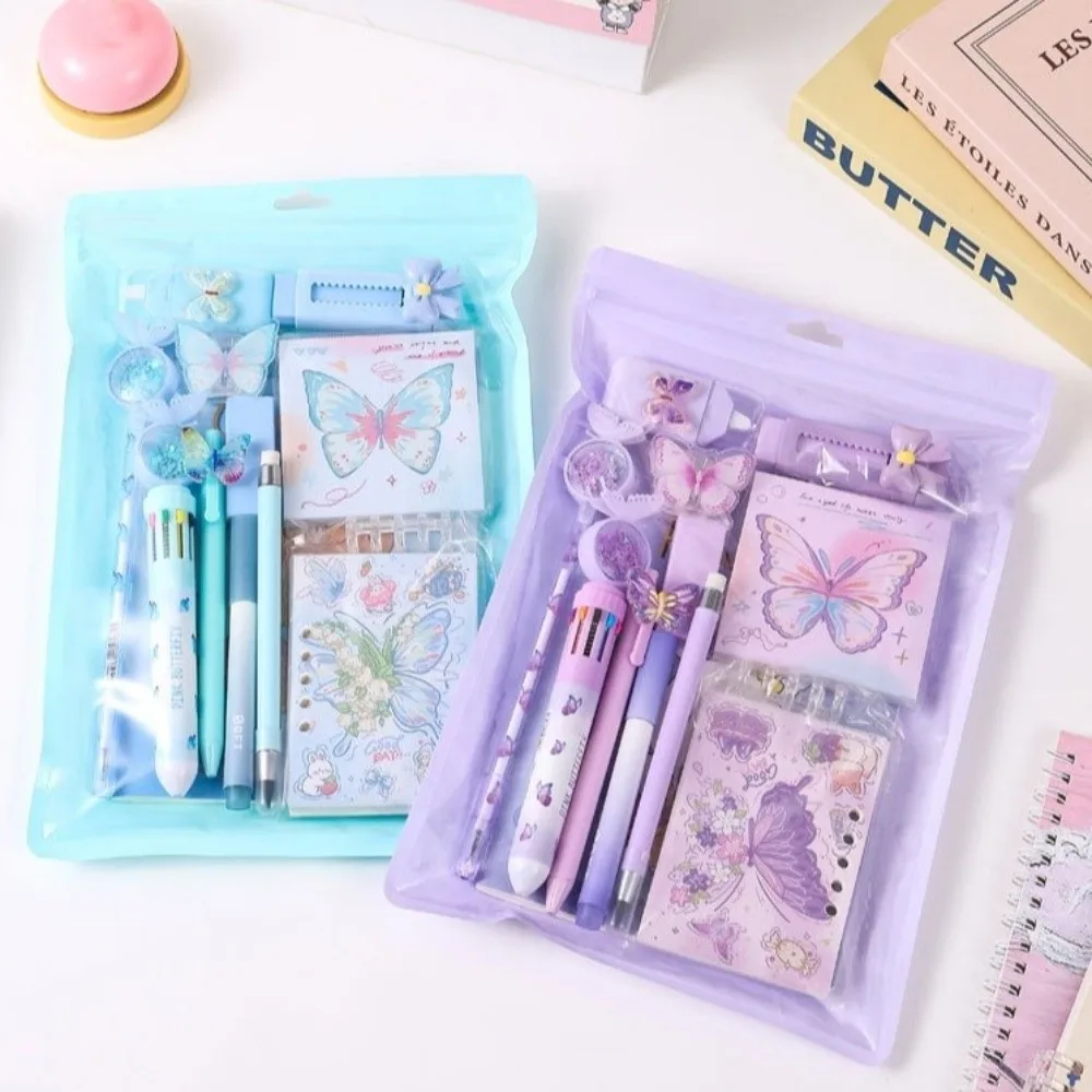 Durable 12-in-1 Butterfly Stationery Set Dreamy Butterfly Complete Stationery Set Ballpoint Pen Graduation Party Favor