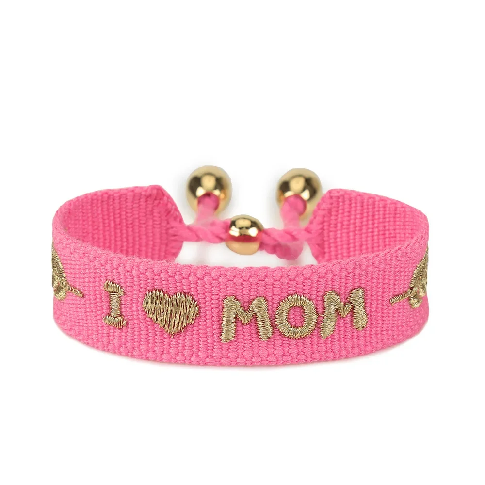 

Mother's Day Braided Bracelet Women Embroidery Letter Tassel Hand Rope Jewellery Customisable Personalised Pattern Logo