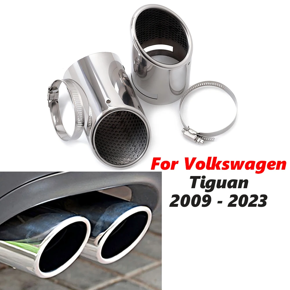 

For Volkswagen Tiguan 2009 2010 2011 2012 2013-2022 2023 Exhaust Muffler Tip Trim Silencer 2pcs Car Styling Decoration Stainless