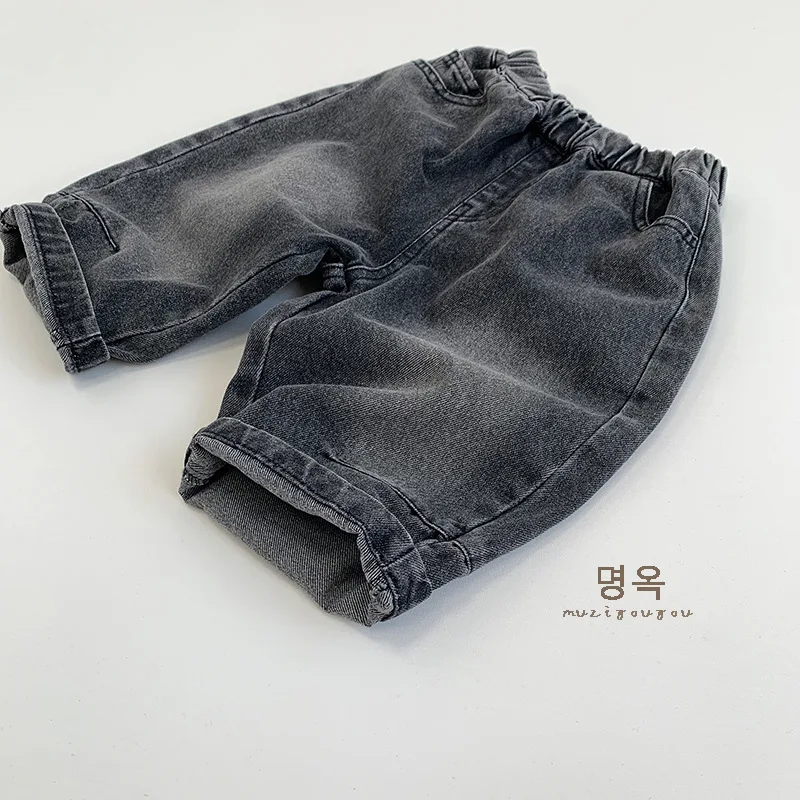 2024 autunno nuovi bambini pantaloni Vintage in Denim ragazze versatili pantaloni Harem bambino ragazzi moda Jeans bambini pantaloni Casual larghi