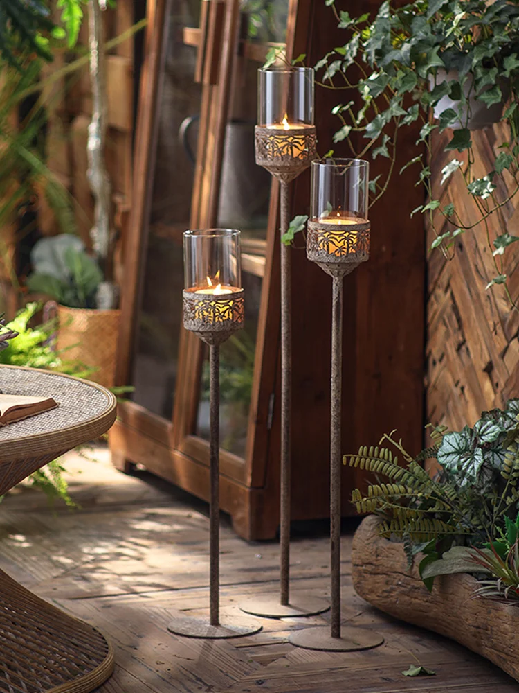 Rustic American Sle Iron Candlesti Decoration Coffee op Bar Decor Sample Room Soft Furniture Wedding Photoaphy Props