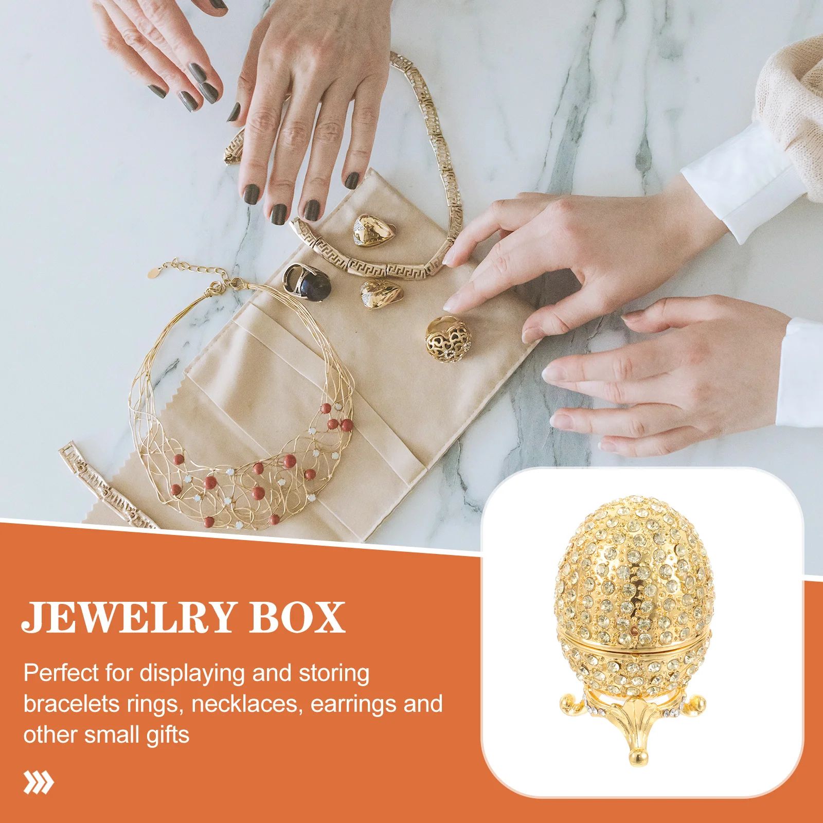 

Jewelry Vintage Trinket Box With Crystal Enamel Design For Ring Holder Keepsake Storage Decorative Gift Hinged Box