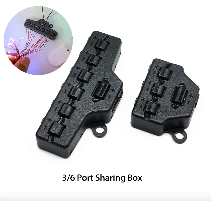 Mini Quick Splitter DIY Railway Train 3/6 Port Sharing Box Model Paralleler LED Light Shunt Wire Connector DC Lamp Material 1PCS