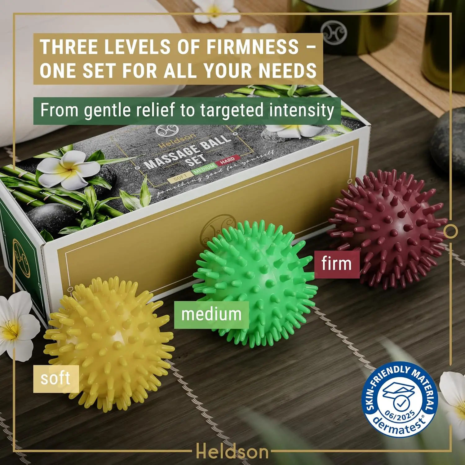 3 Spiky Massage Balls Set - Soft, Medium, Hard - Foot Roller for Plantar Fasciitis & Back Pain Relief - Trigger Point Therapy - Spiky Pressure - view 4