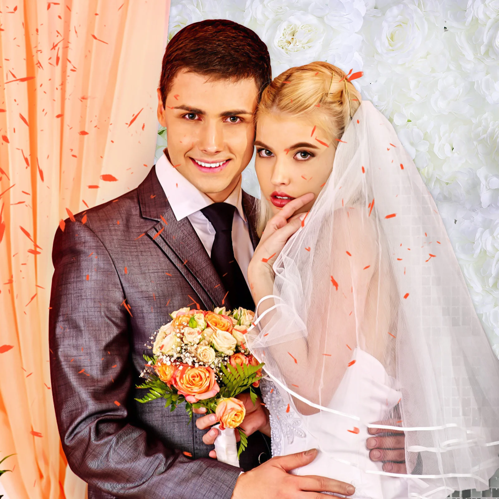 

6Pcs Flower Wall Panel Realistic Artificial Flowers Wedding Backdrop Decoration Floral Arrangement Simulation Wall