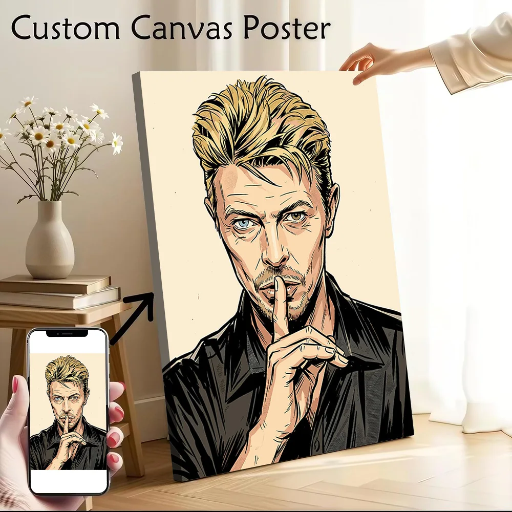 David Bowie Pop Art Portrait Canvas Print Perfect Gift for Fans Lovers Personalized Wall Art Poster for Decor Living Room Mural