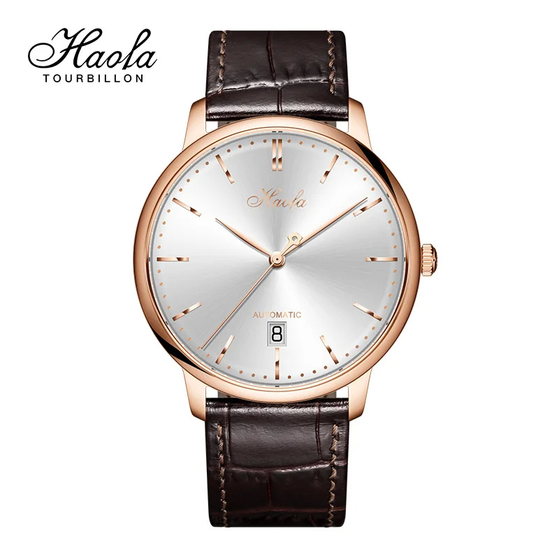 Haofa Watches for Men Automatic Mechanical Business Sapphire Automatic Movement Ultra-thin Men‘s Watch Calendar Waterproof 1606