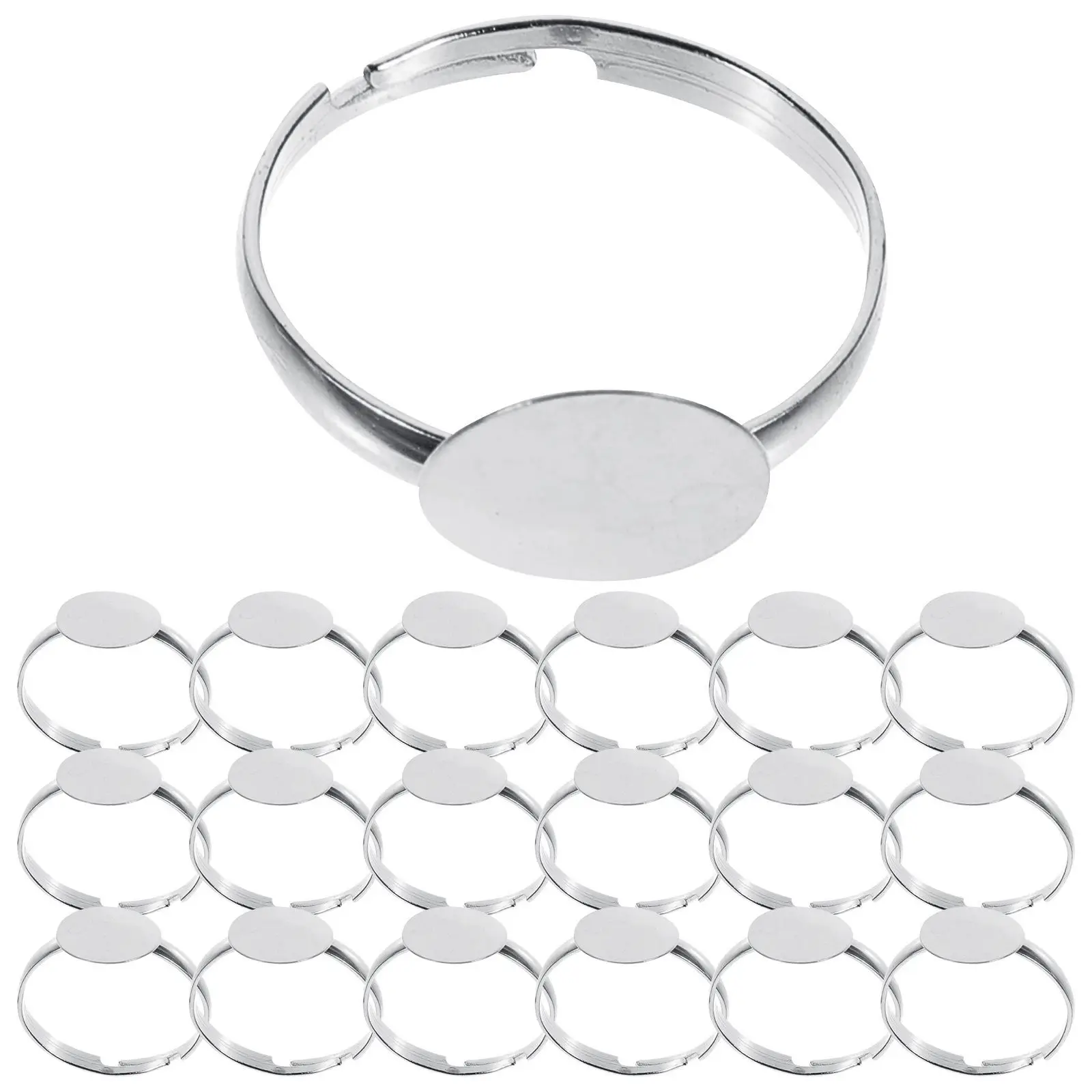 

100 Pcs Rings Adjustable Holder Finger Blanks Base for DIY Stainless Steel Jewelry Making Accessories Parts