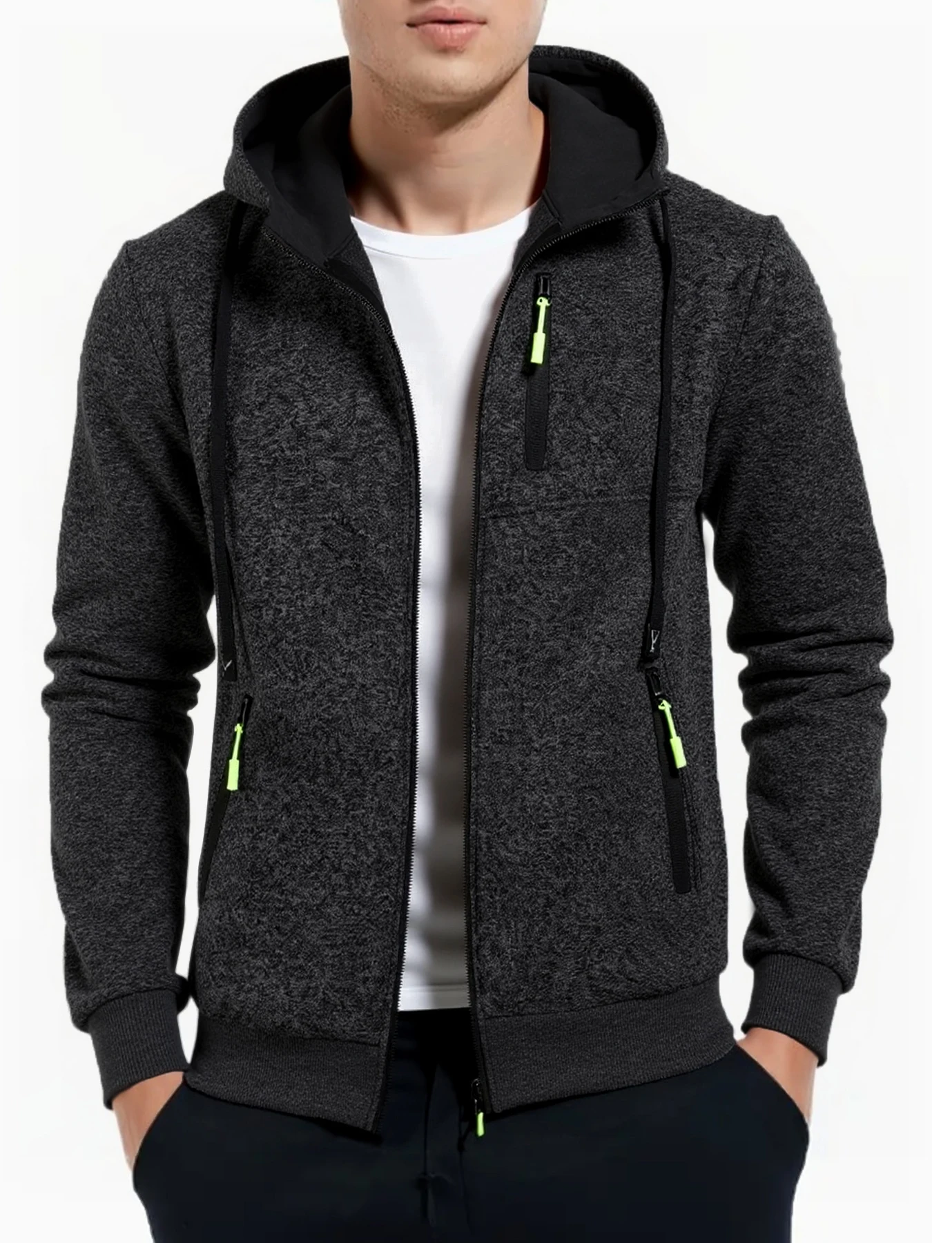 الخريف الرجال هوديس سحاب أكمام طويلة سترة بلون معاطف عادية في الهواء الطلق ملابس رياضية سليم صالح سترة غير رسمية الملابس