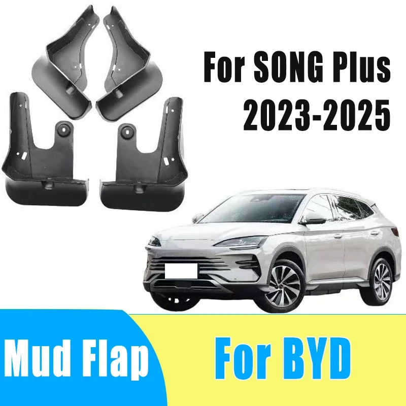 

4pcs Auto Tire Mudguard Waterproof Prevent Mud Splashing Car Mud Flap Fender Trim Accessories For BYD SONG Plus 2023-2025 2024