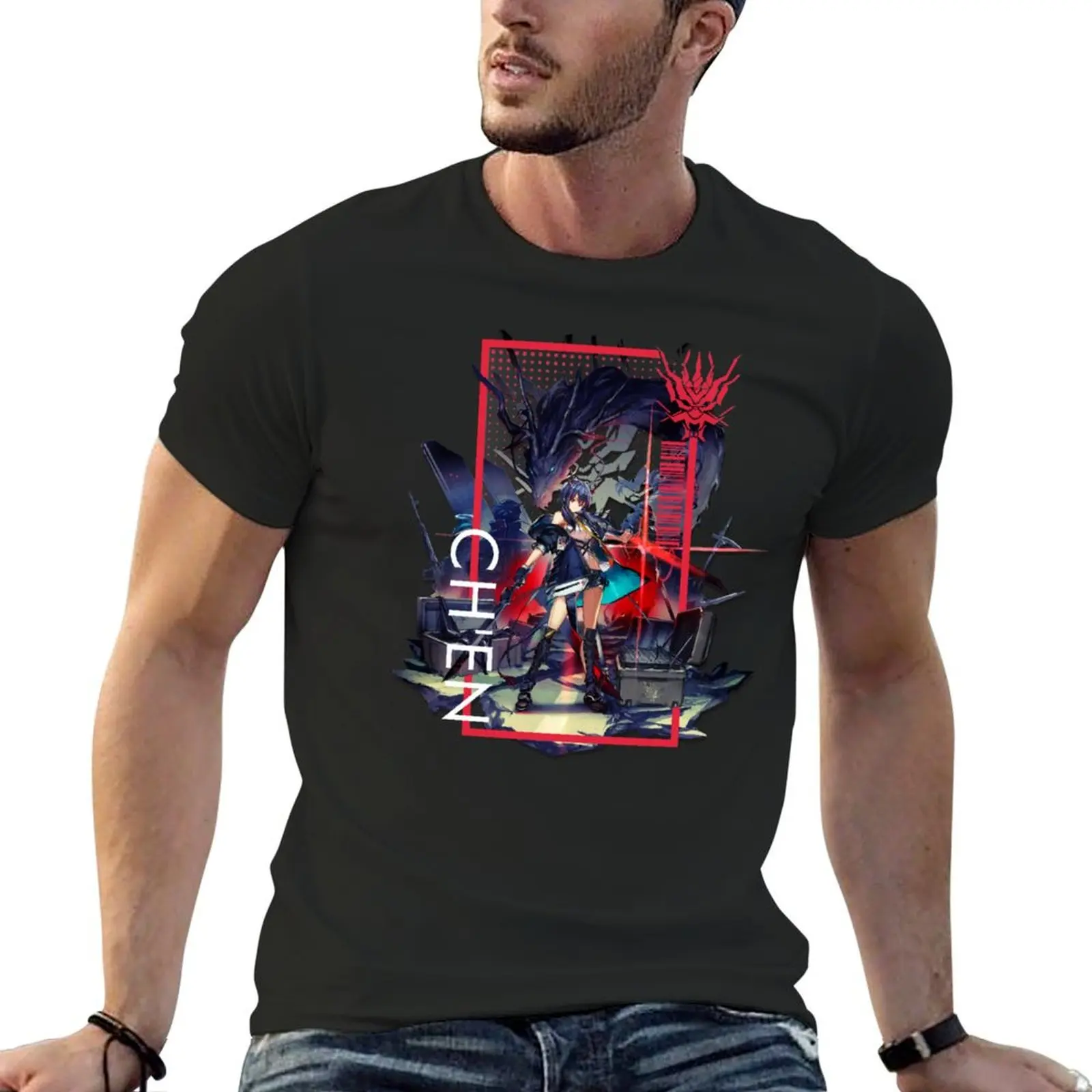 

Arknights - Chen - Character Portrait T-Shirt customs oversizeds mens t shirt