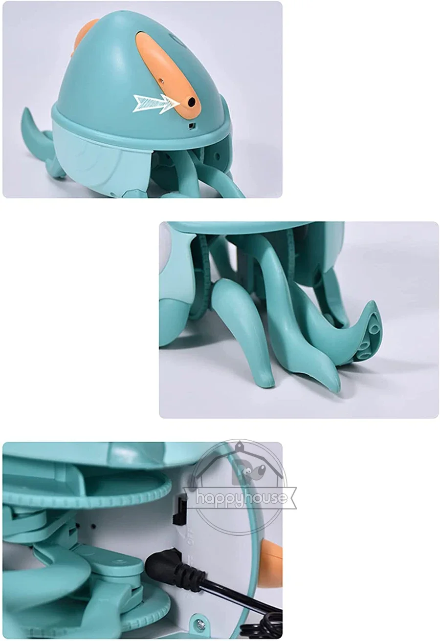 Kruipende Octopus Babyspeelgoed met muziek LED-licht Muzikaal speelgoed voor peuters Vermijd automatisch obstakels Interactief speelgoed voor kinderen