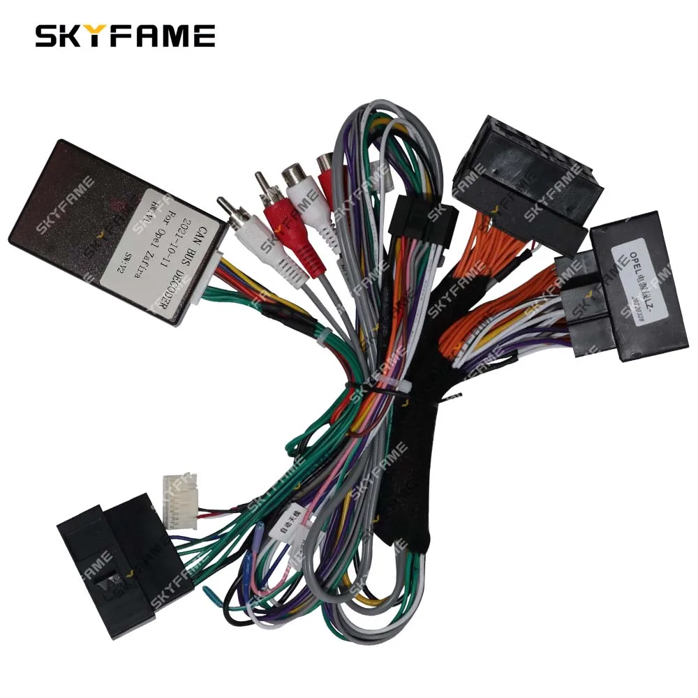 SKYFAME Car 16pin Wiring Harness Adapter Canbus Box Decoder Android Radio Power Cable For Opel Zafira B
