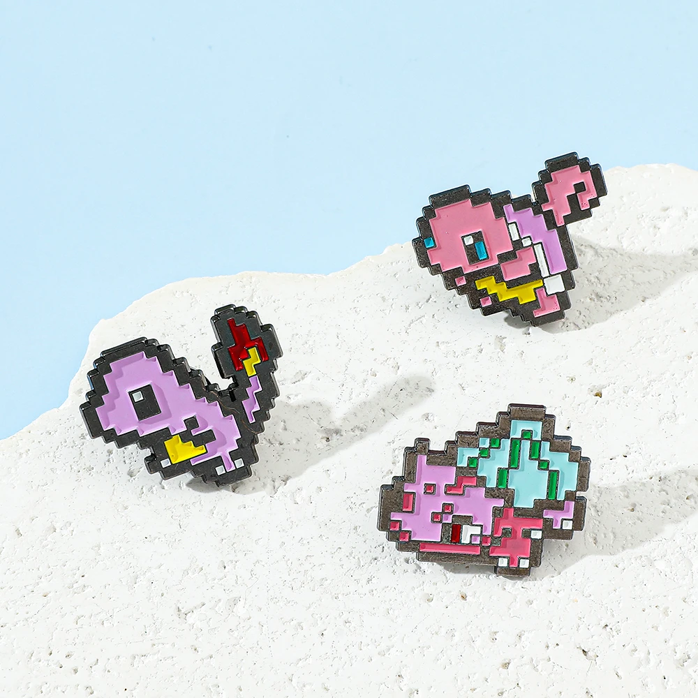 3 Pcs Special Cartoon Brooch Cute Pixel Bulbasaur Charmander Enamel Pin Metal Badge Jewelry Clothing Backpack Accessories Gifts view 6