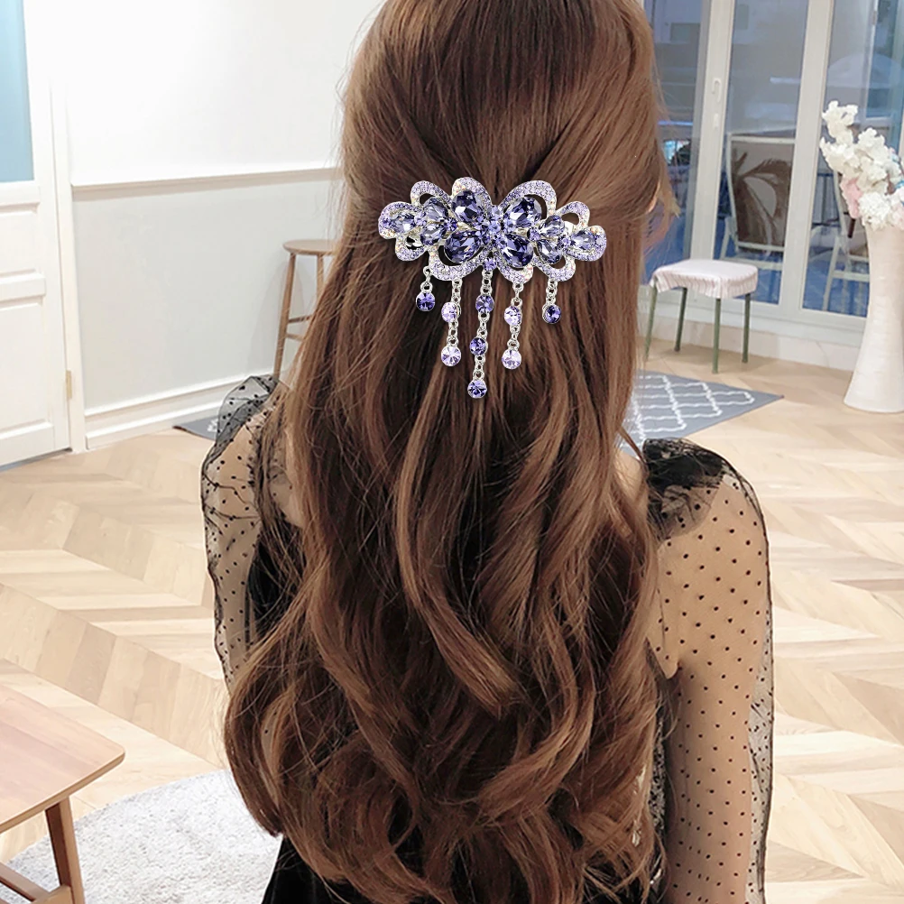 

Стильная заколка для волос с кристаллами и стразами, пружинный зажим, нескользящий аксессуар для волос, праздничный свадебный головной убор