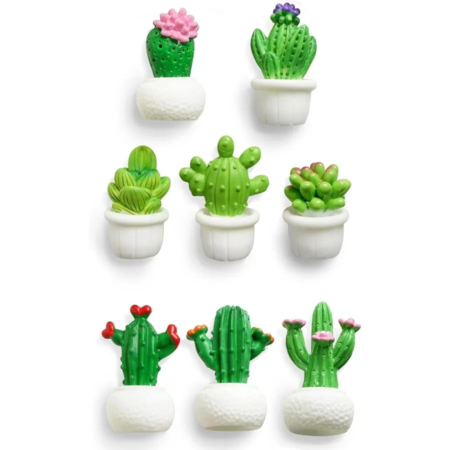 Cactus Fridge Magnets Cute Refrigerator Magnets 3D Plant Decorative Magnets for Office Kitchen Locker 8PCS