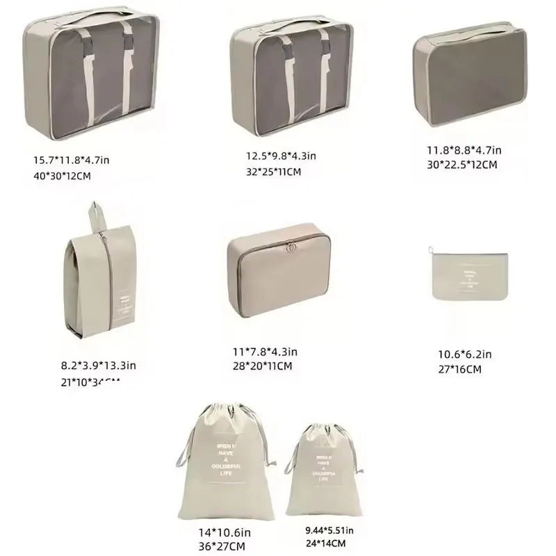 مجموعة مكونة من 8 قطع من حقائب تخزين الأمتعة القابلة للطي والسفر، منظم ملابس السفر، مكعبات التعبئة، حقيبة تنظيم فرز الملابس المحمولة #3
