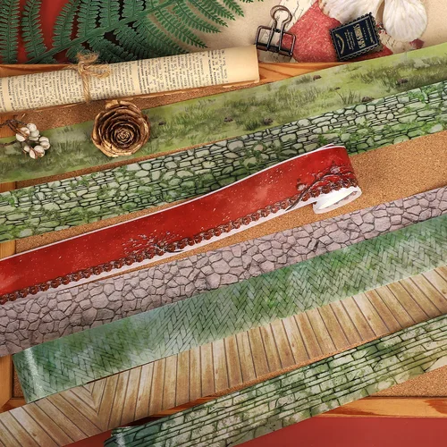 Imagen 2 del producto 40mm * 200cm Vintage piso pared azulejos planta piedra paisaje Washi cinta creativa DIY diario Material Collage papelería