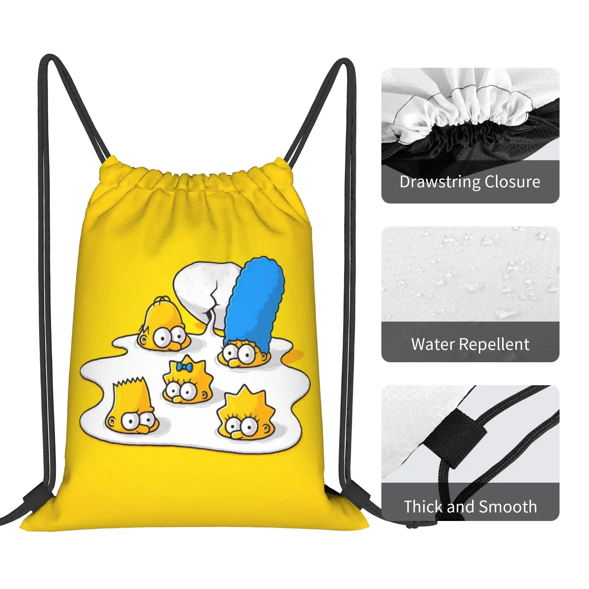 Simpsonsed Cartoon  Drawstring Backpack Gym Sports Sackpack Water Resistant  String Bag for Exercise view 4