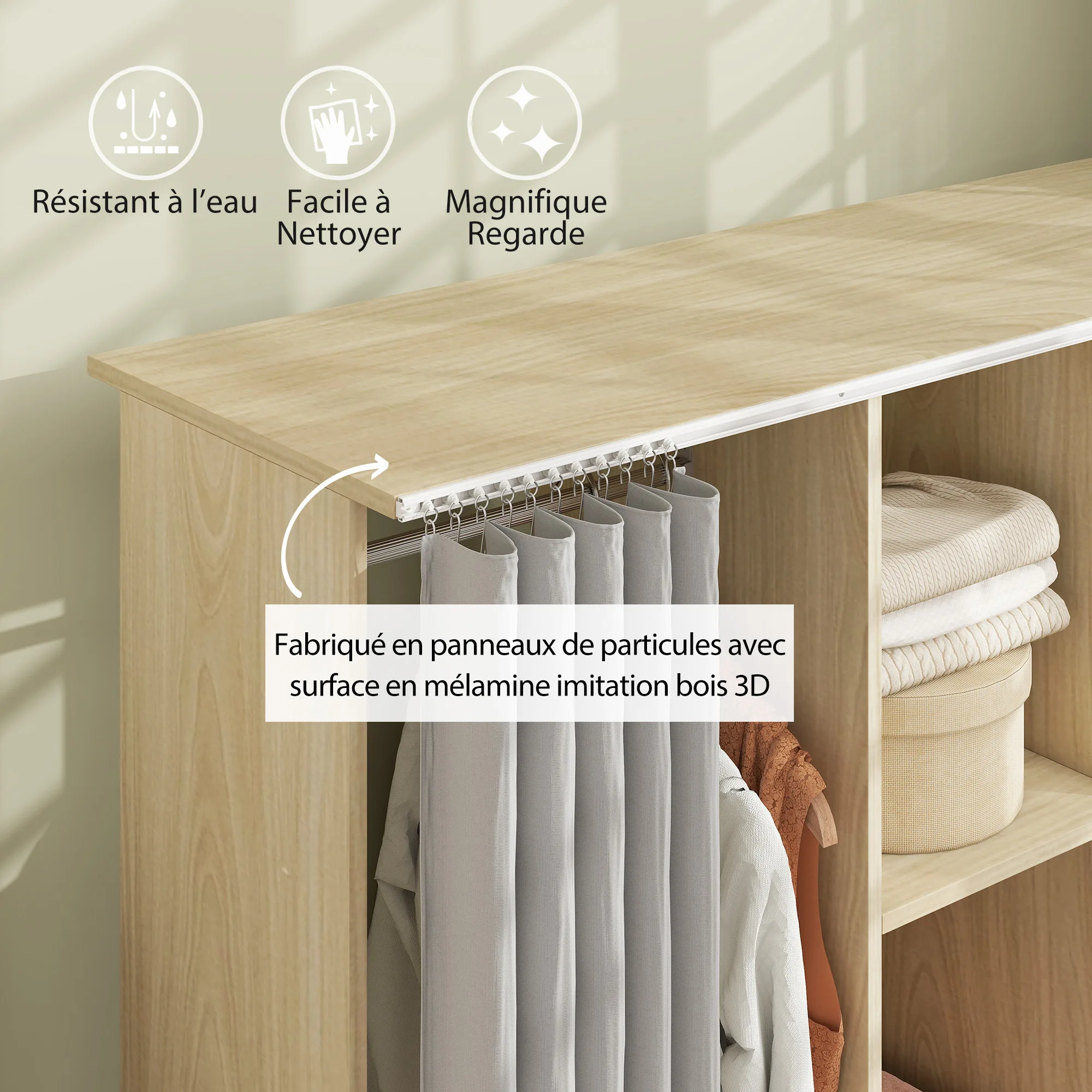 Mobiletto Portaoggetti Homcom con 6 Ruote 120L X 40L X 128H cm Colore Legno Naturale