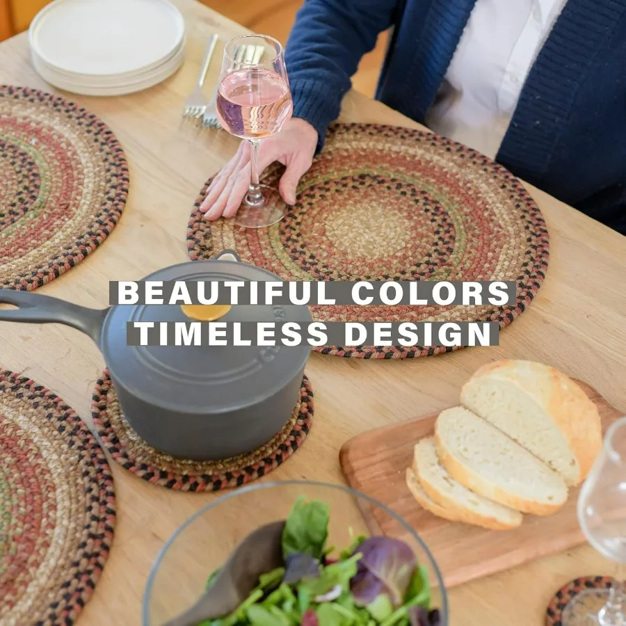 مفارش تناول الطعام بالزنجبيل، ديكور ريفي دافئ، مجموعة من 6 قطع، بني - 13 × 19 سجادات طاولة مستطيلة - ألوان نابضة بالحياة، متينة، سهلة الارتداء