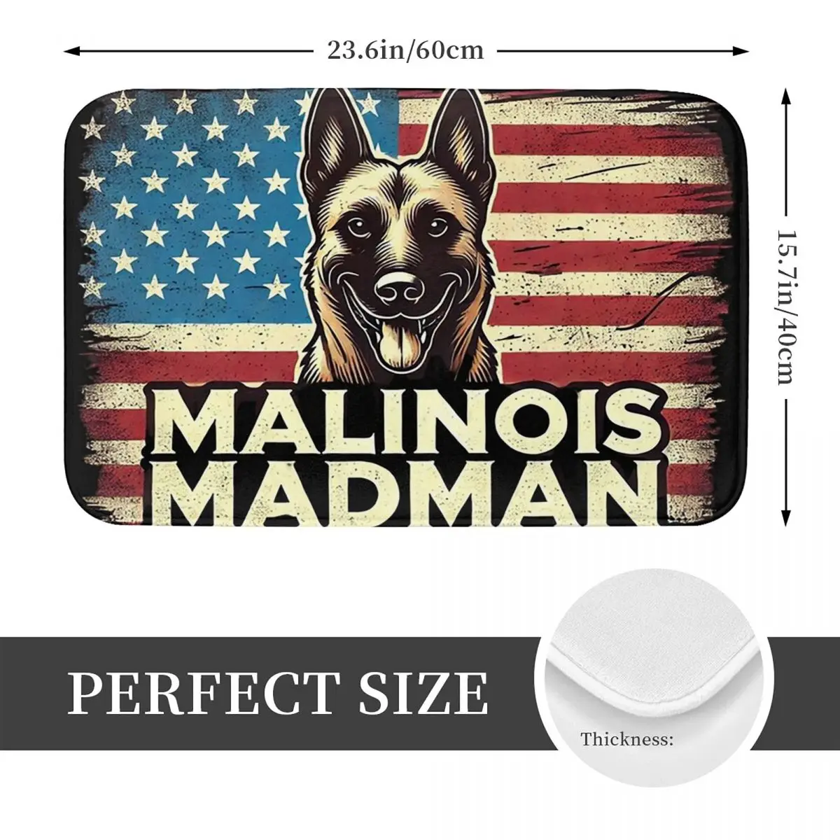 Malinois Belgian Shepherd Dog With American Flag Madman Anti-slip Doormat Floor Mat Carpet Rug for Kitchen Entrance Footpad Mats