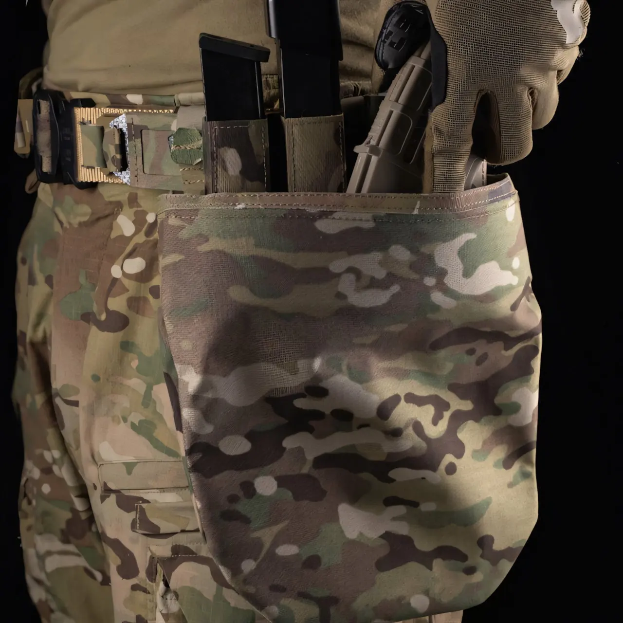 Wosport Foldable Cordura Dump Pouch with Large Opening and Belt Attachment for Airsoft Empty Magazine Storage and Outdoor Use