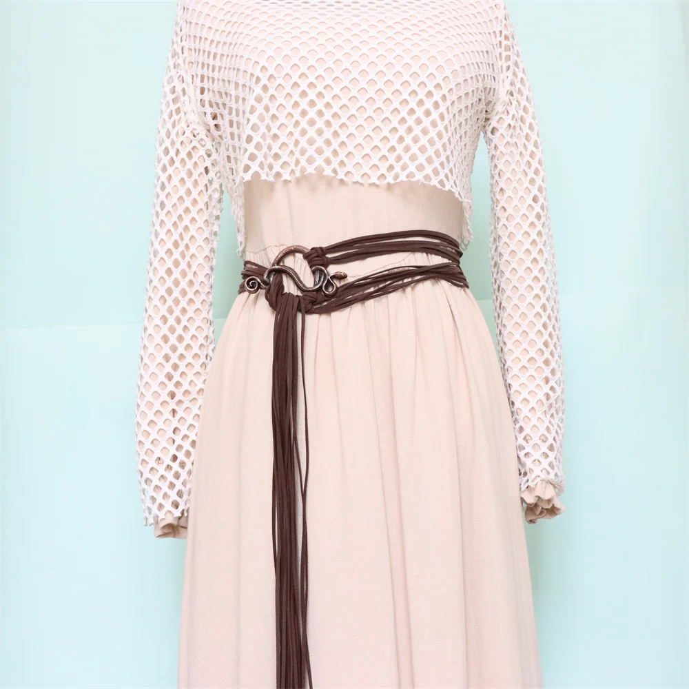 شرابة عصر النهضة في العصور الوسطى، حزام خصر طويل للنساء، سلسلة كروس ساحرة، حزام إكسسوارات تزيين الفايكنج