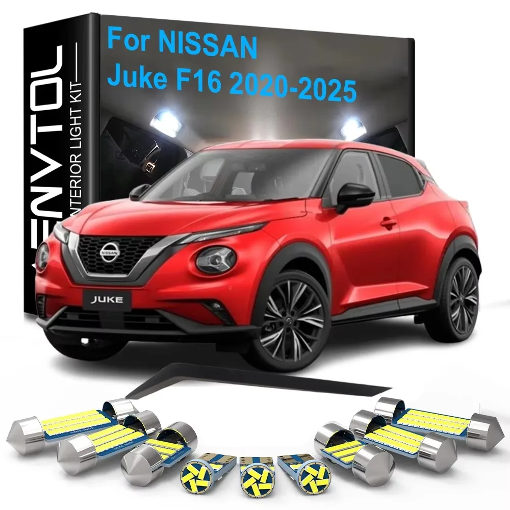 

11pcs LED Interior Lights Canbus For Nissan Juke F16 2020 2021 2022 2023 2024 2025 Dome Vanity Mirror Trunk License plate Lamps