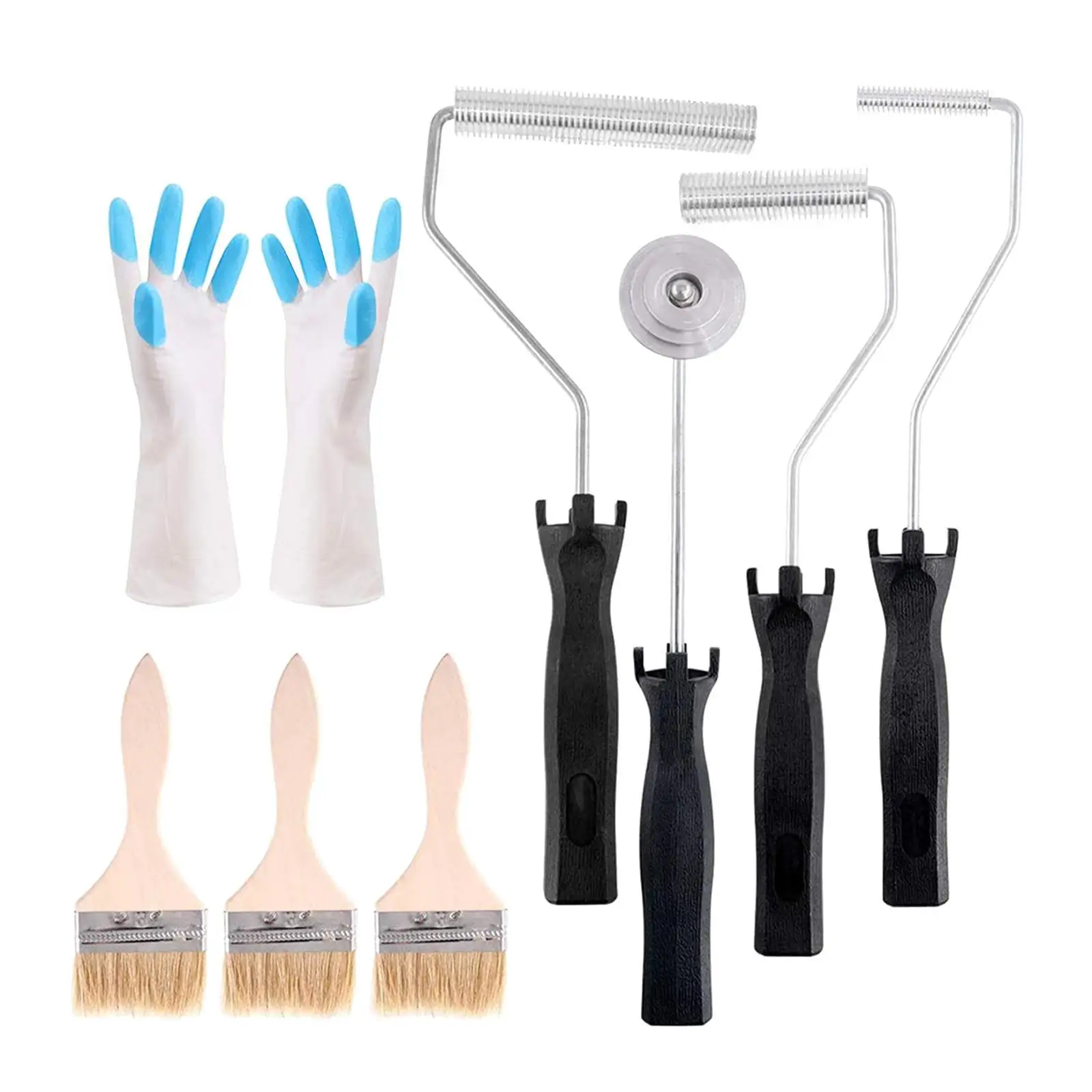 

8Pcs Fiberglass Roller Detail Brushes with Gloves, Fiberglass Bubble Paddle Tool Laminating Paint for Fiberglass Resin