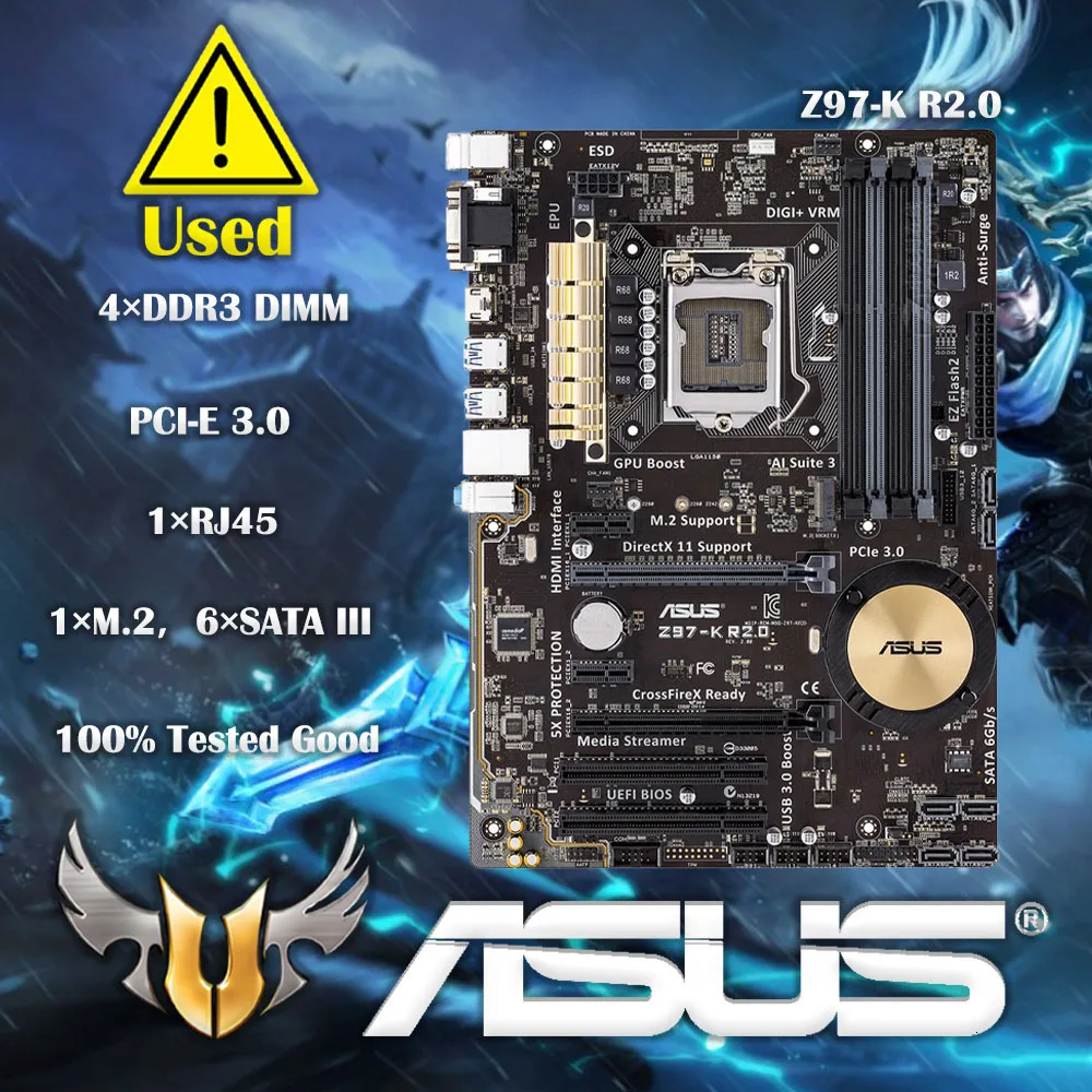 Asus Z97-K R2.0 Desktop Motherboard Z97 Socket LGA 1150 i7 i5 i3 DDR3 32G SATA3 ATX