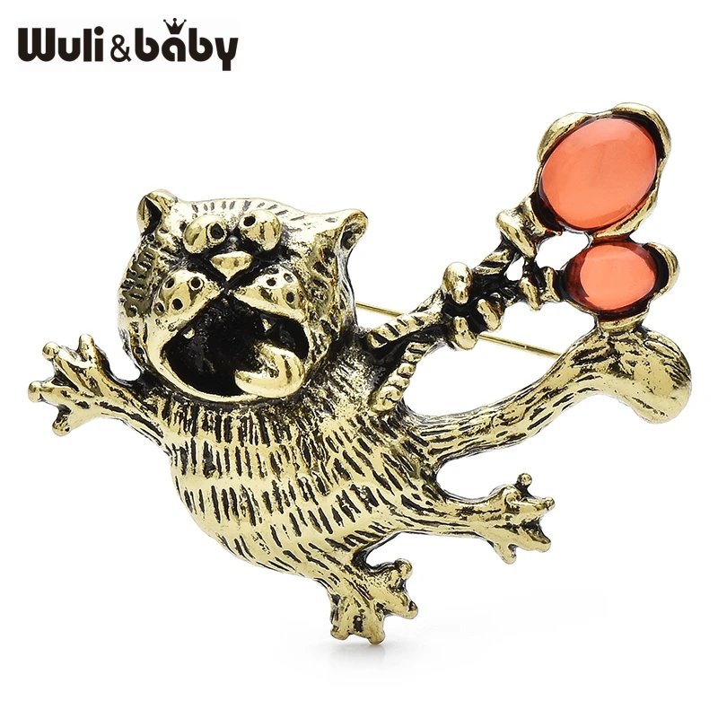Wuli & baby adorável tomada balão gato voador broches 2 cores metal animal animais de estimação broche para roupas femininas mochila pinos presentes