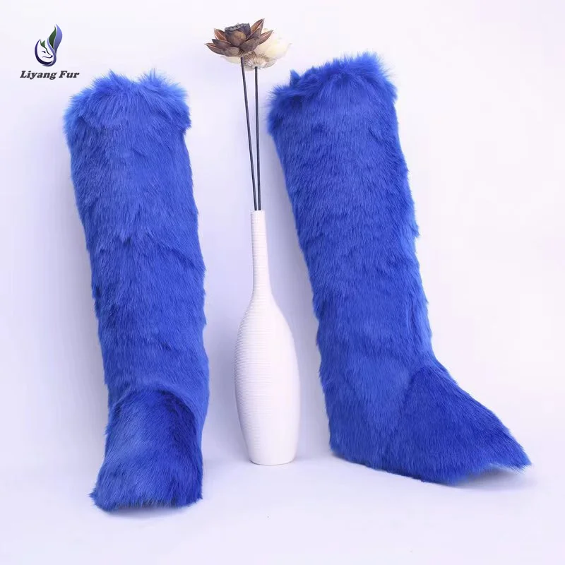 

Winter Warm Plush Fur Shoes Ladies Outdoor Keep Warm Anti-Slip Fake Fur Snow Boots For Women