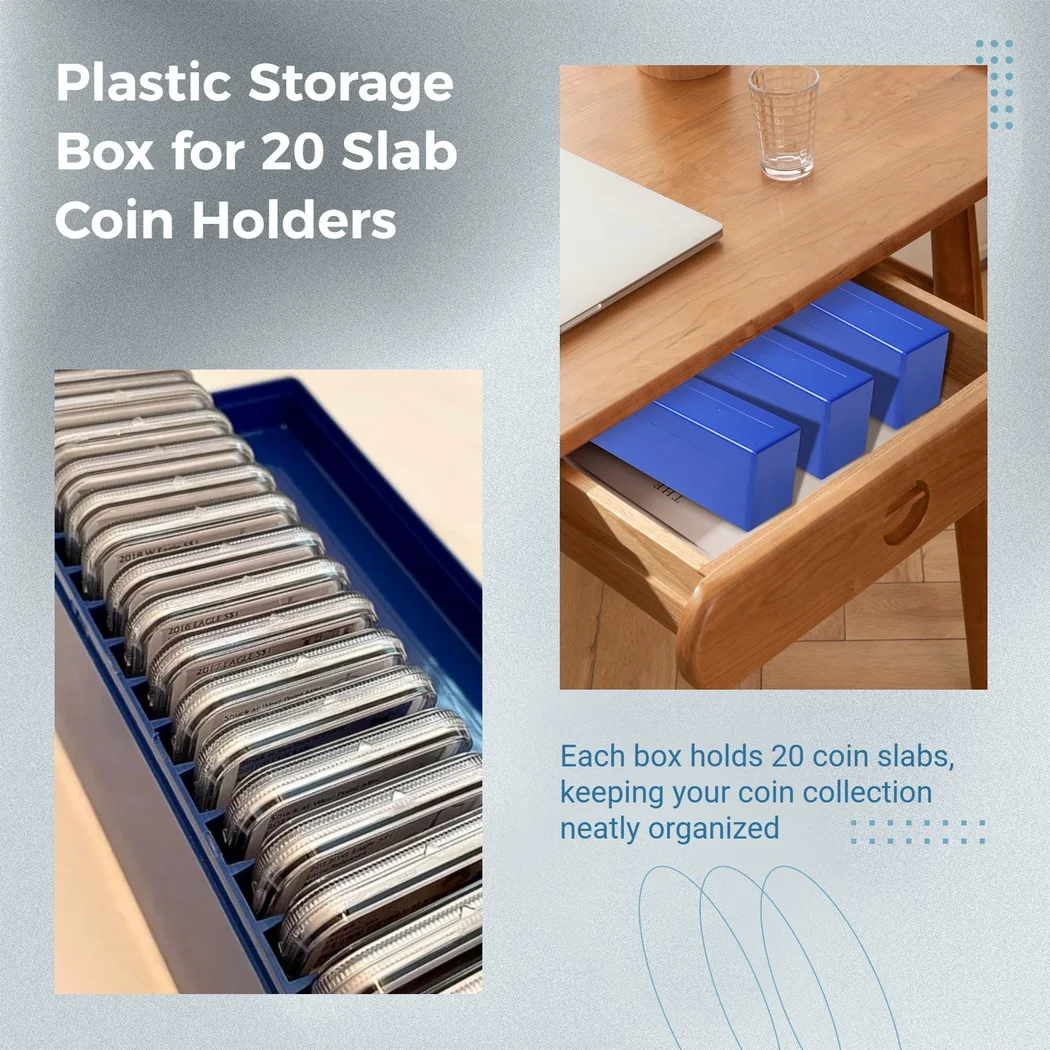 3Pcs Coin Slab Storage Boxes Coin Holder Boxes Storage Cases Set For 60 Coin Slabs Compatible With PCGS NGC PMGab Coin Holders