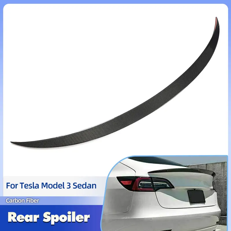 

Car Rear Trunk Spoiler Wings Full Carbon Fiber for Tesla Model 3 Sedan 2018-2023 Racing Rear Spoiler Boot Wing Lip Body Kit