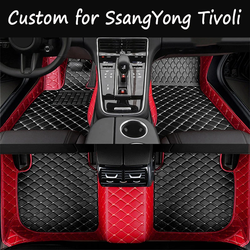 Car Floor Mats For SsangYong Tivoli XLV Air Grand LUVi 2015~2022 Protective Pad Luxury Mat Rugs Leather Carpets Car Accessories