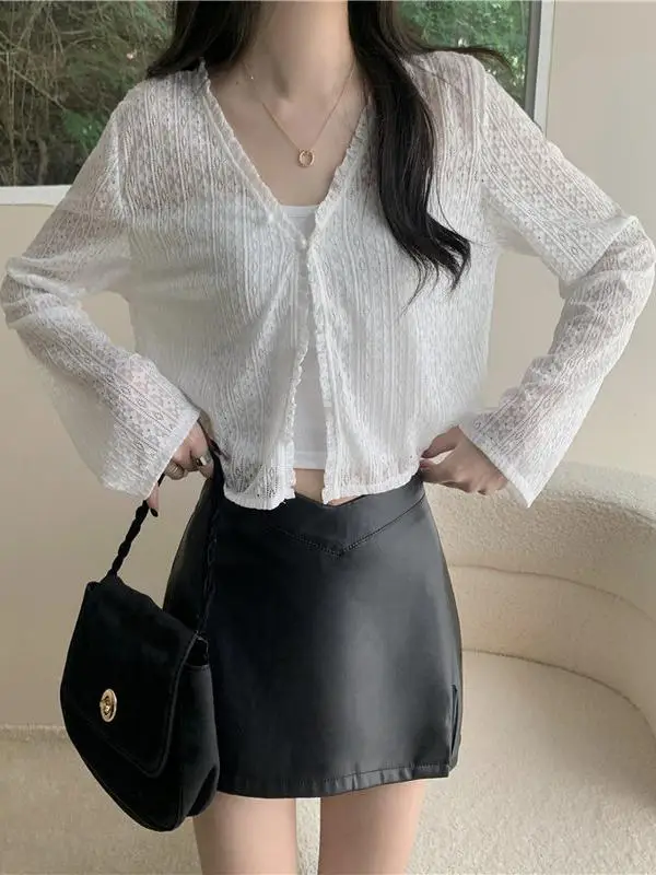 Ultra-Fine Ice-Silk Thin Sunscreen Chiffon Cardigan Women's Summer Small Size Outerwear awl Cover-Up ort Top