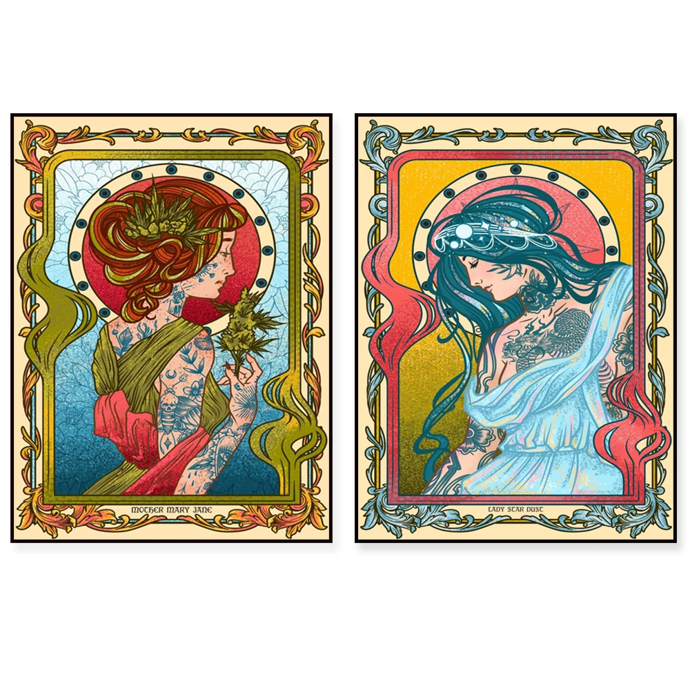 Impression d'art de femme de méditation et de tranquilité, art de dame de buste d'étoile, adaptée à la chambre à coucher, affiche de décoration murale de bureau