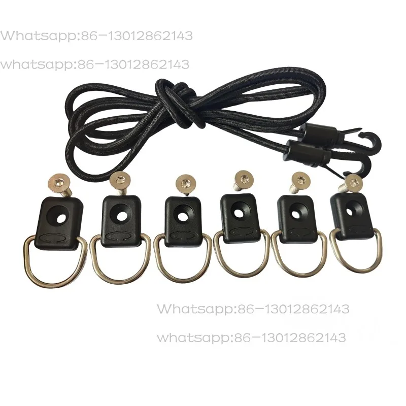 6Pcs Stainless Steel D-Ring Tie Down Kit with 1.5m Double Hook Elastic Bungee Cord, Kayak Canoe Secure Accessories