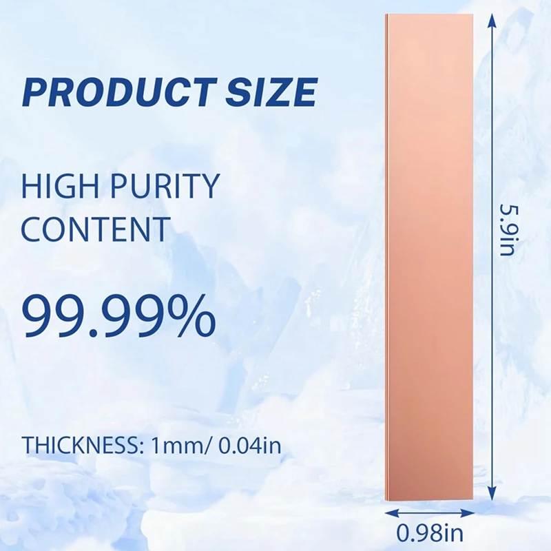 10Pcs 99.99% Pure Copper Anode Strip, 5.9x0.98x0.04Inch Copper Plate Sheet for Electroplating Kit
