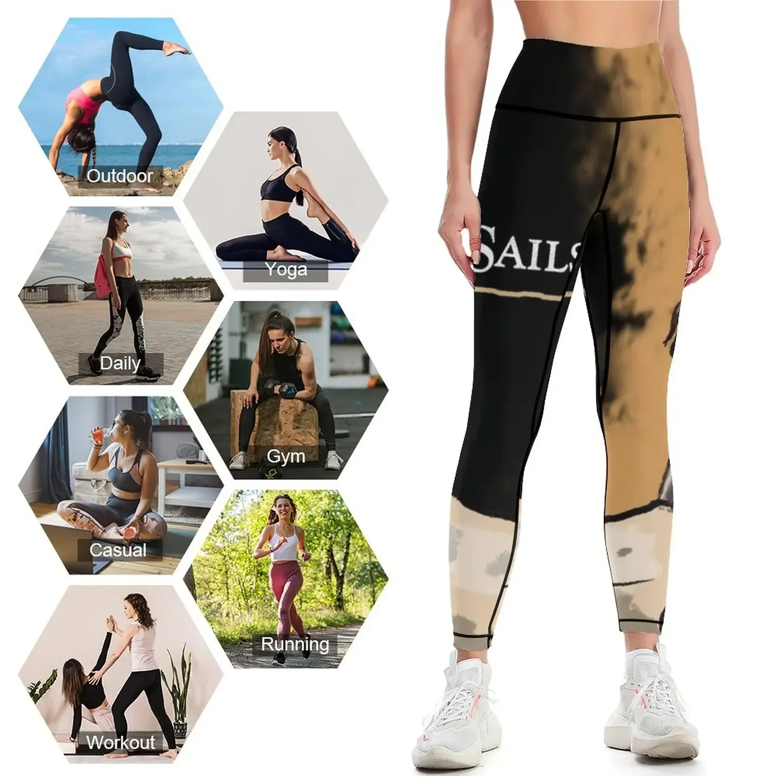 آن بوني - سراويل ضيقة ذات أشرعة سوداء ملابس رياضية نسائية سراويلي حريمي مجموعة رياضية للنساء في صالة الألعاب الرياضية #4