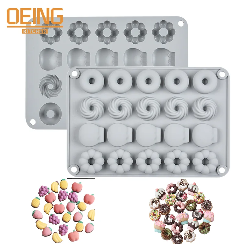 Mini molde de silicona para pastel de frutas, fresa, Donut, plátano, caramelo, Chocolate, Fondant, decoración de pasteles, utensilios de cocina para postre y hornear