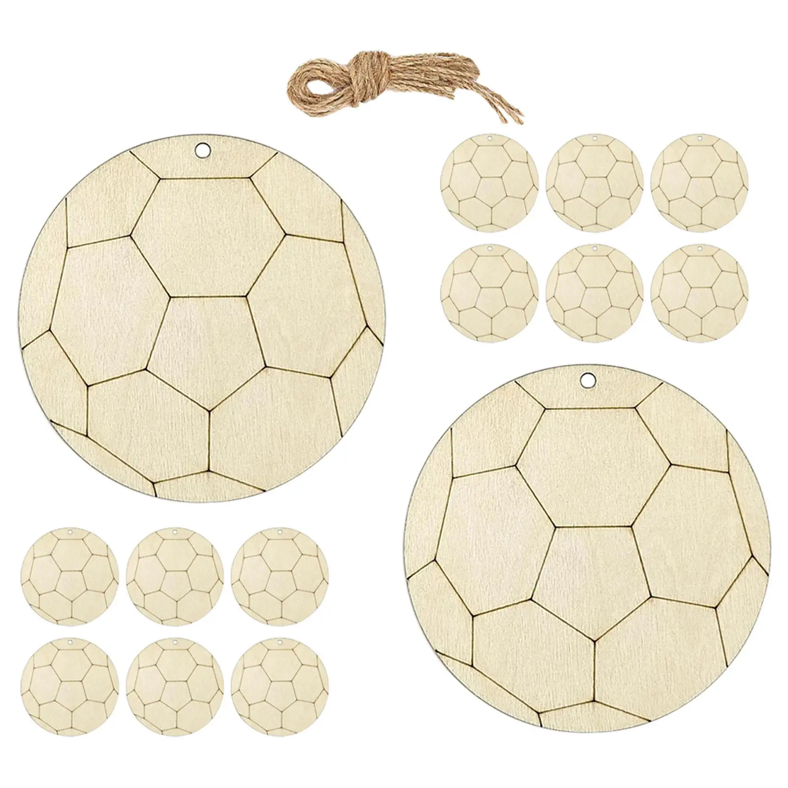 

30Pcs Unfinished Wood Soccer Ornaments Paintable Wooden Craft Blanks Soccer Cutout Craft to Paint Sports Theme Party Decorations
