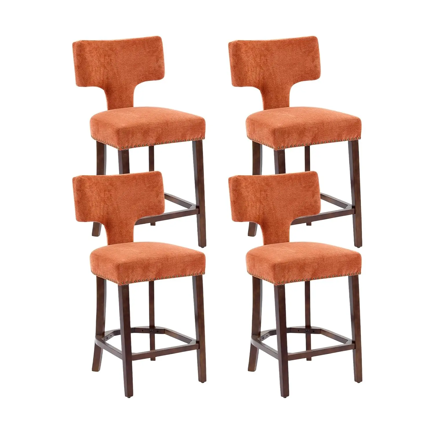 

26’’ Counter Height Bar Stools Set Of 4, Linen Upholstered Counter Stools With Curved Back, Comfortable Farmhouse, Customized
