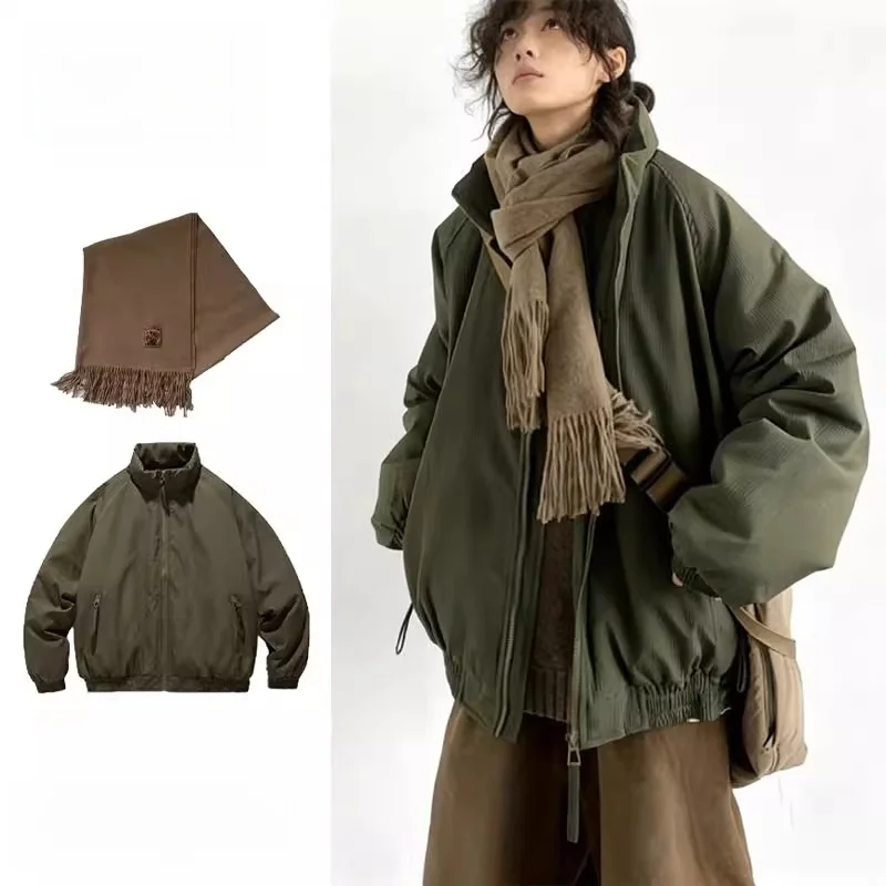 

Retro Japanese Style Men's Cotton Jacket Basic Bread Style Warmth Set Long Sleeve Polyester Fiber Autumn Winter Thermal Suit