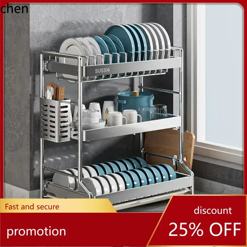 H1New Dish Drainer Kitchen Storage Organization Stainless Steels Drainer Kitchen Dishes Kitchenware Tableware Drainer Board Rack