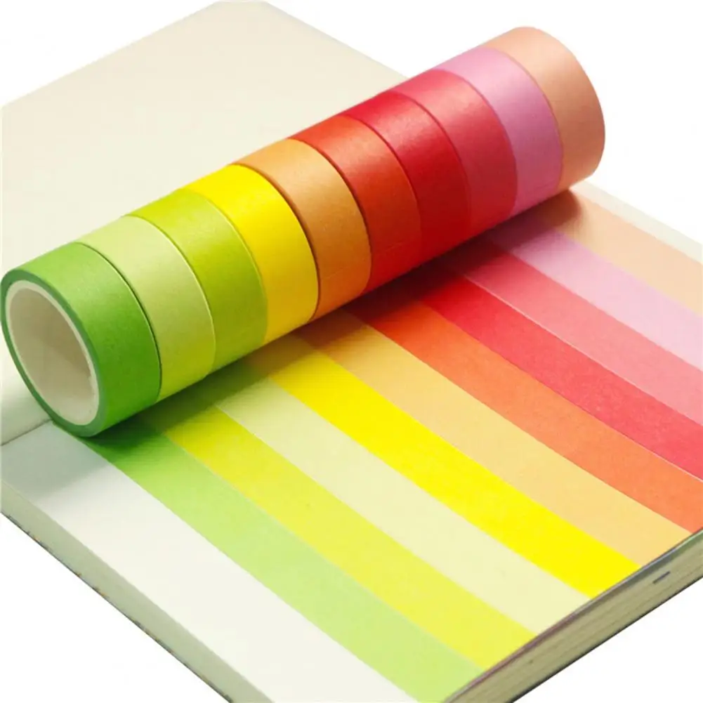 Japanese Paper Tape Vibrant Rainbow Colored Masking Tape Set for Crafting Accounting 20 Rolls of Colorful Paper for Handbooks