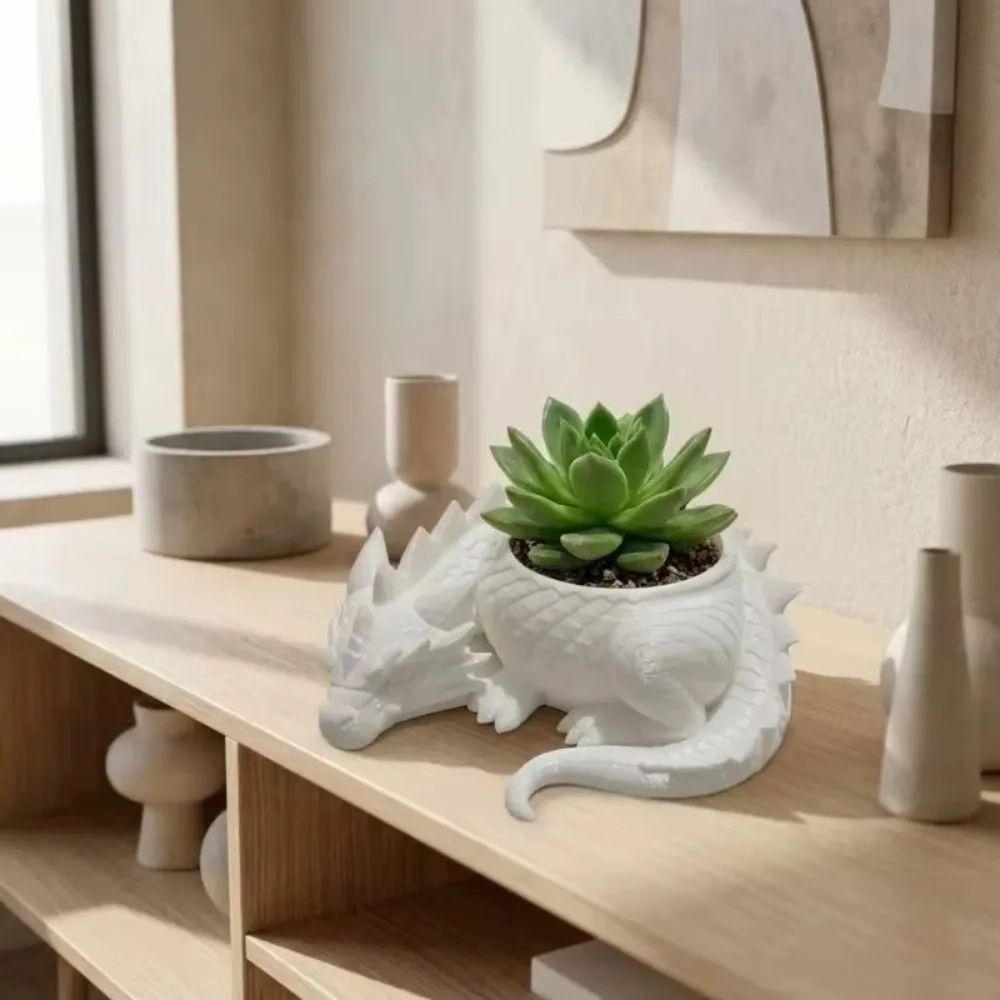 3D Printed Dragon Shaped Plant Pot Mini Funny Animals Flower Pot Handmade Lightweight Succulent