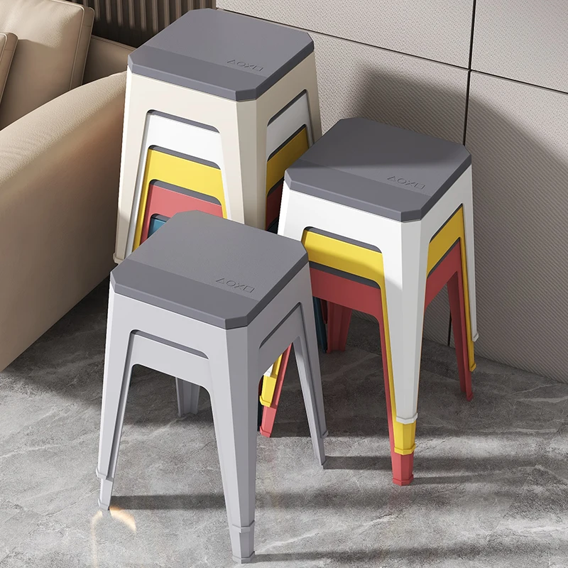 Space Saving Furniture Plastic Stackable Chairs Dining Chair Stool Tabouret Design Stools Sedie Sala Da Pranzo Living Room