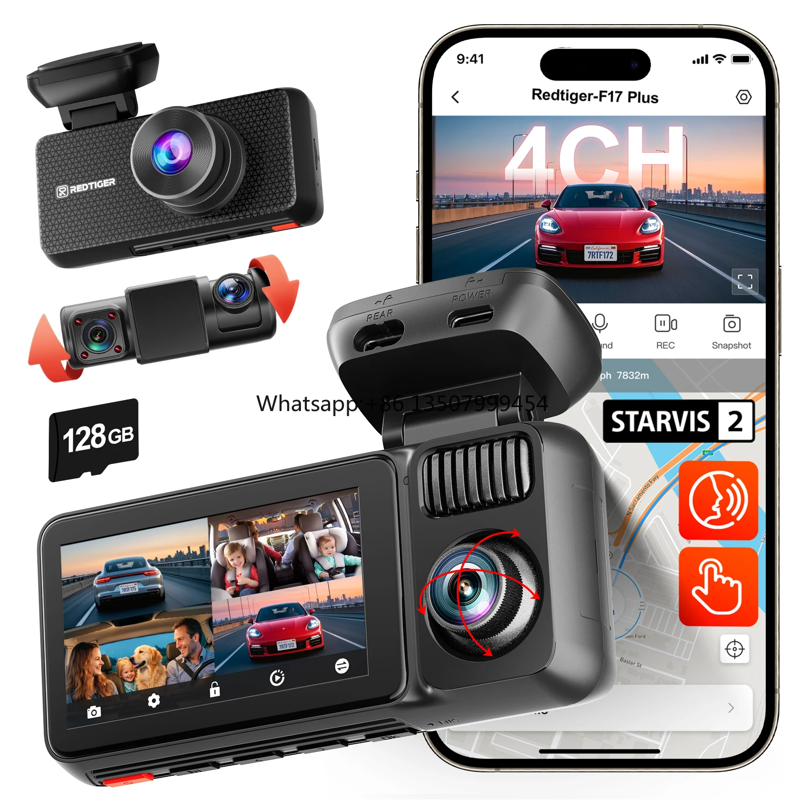 

Distributor F17 Plus Mini Touch Screen Dash Cam Night Vision Parking Monitor Voice Control WIFI GPS Car Black Box